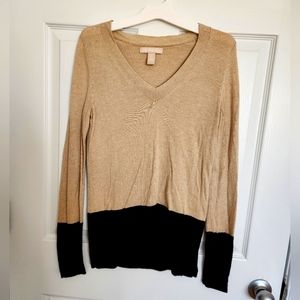 Banana Republic Merino-Soft Wool Blend Sweater Tan Black